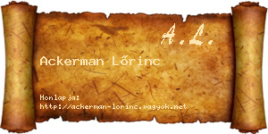 Ackerman Lőrinc névjegykártya